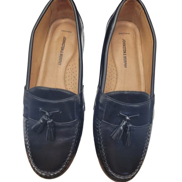 Johnson & Murphy Mens Loafers Black Tassels Leather Sheep Skin Sz 13M - Picture 4 of 8